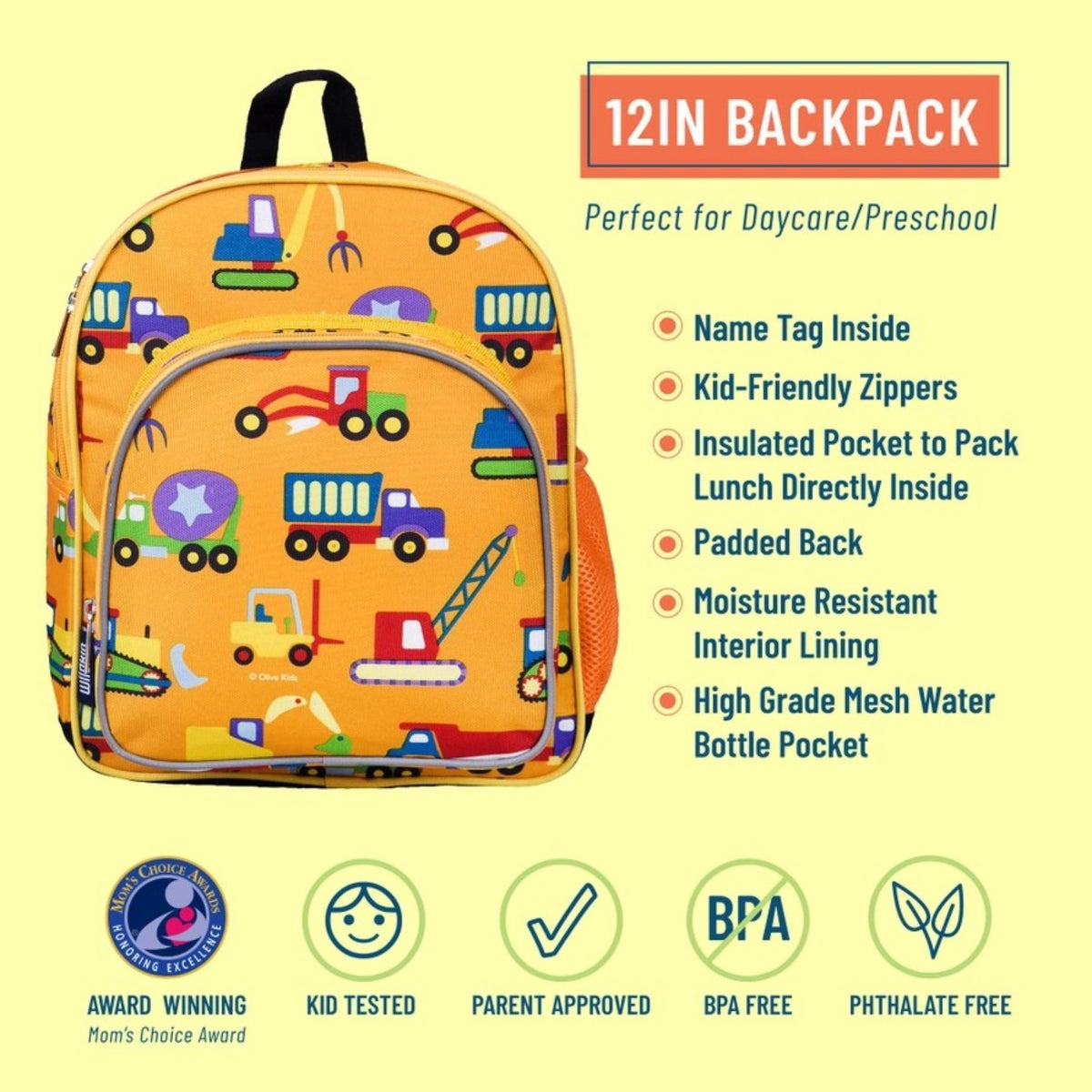 Wildkin Under Construction 12 Inch Backpack