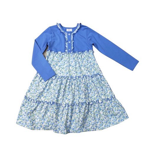 Ishtex Blue Flower Tier Dress