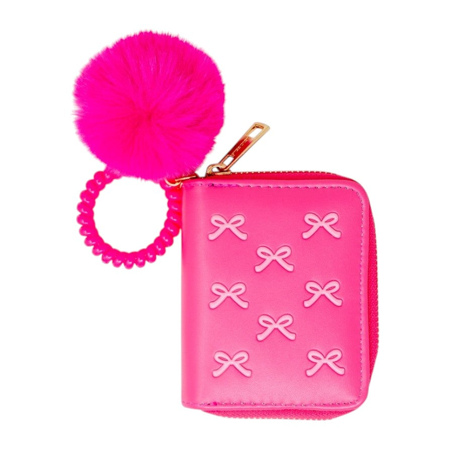 Tiny Treats 3D Bow Pom Pom Zip Wallet