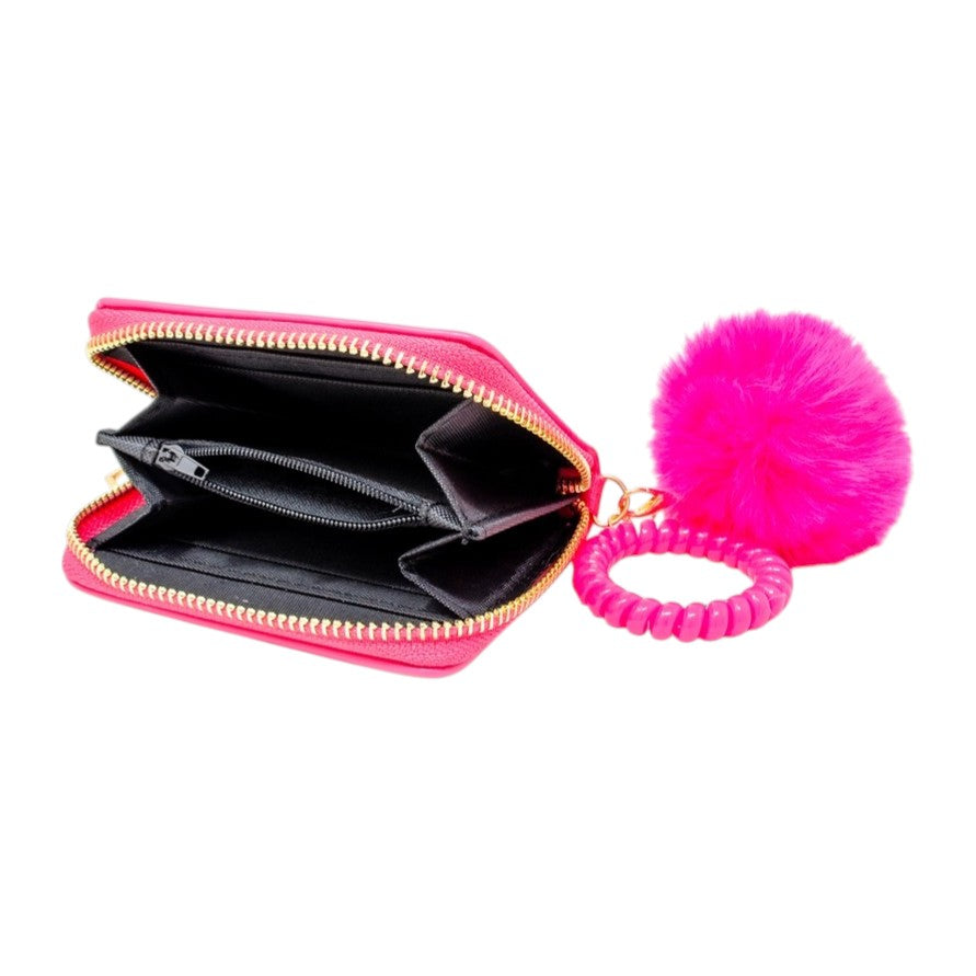 Tiny Treats 3D Bow Pom Pom Zip Wallet