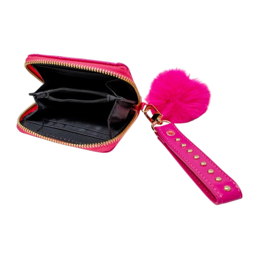Tiny Treats Quilted Stud Strap Wallet with Pom-Pom