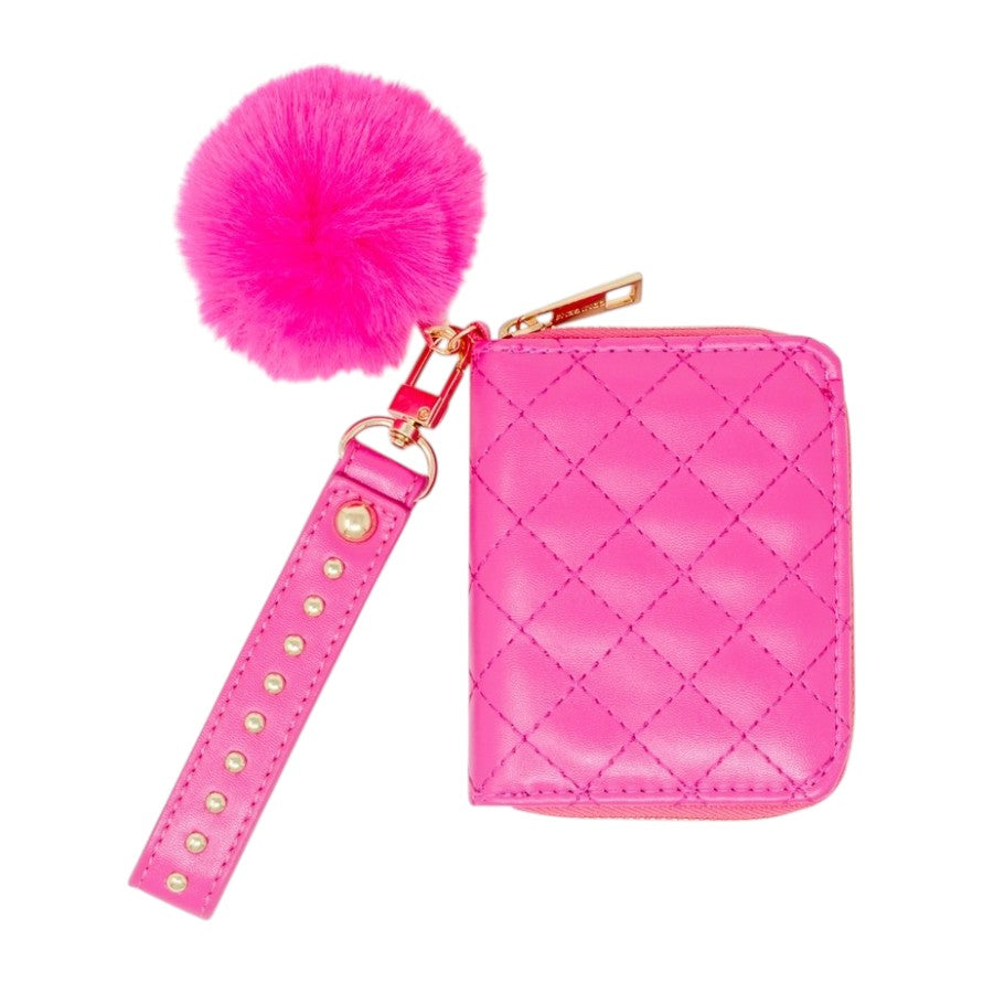 Tiny Treats Quilted Stud Strap Wallet with Pom-Pom