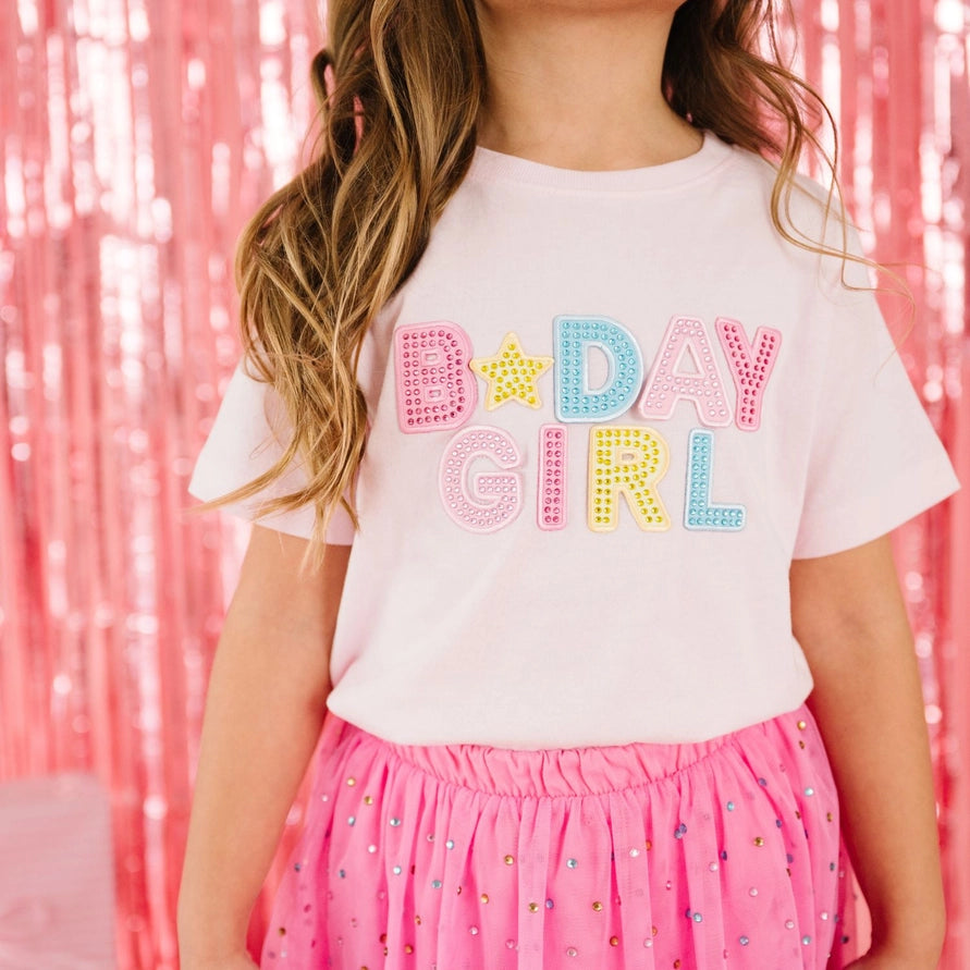 Sweet Wink Birthday Girl Rhinestone Patch T-Shirt