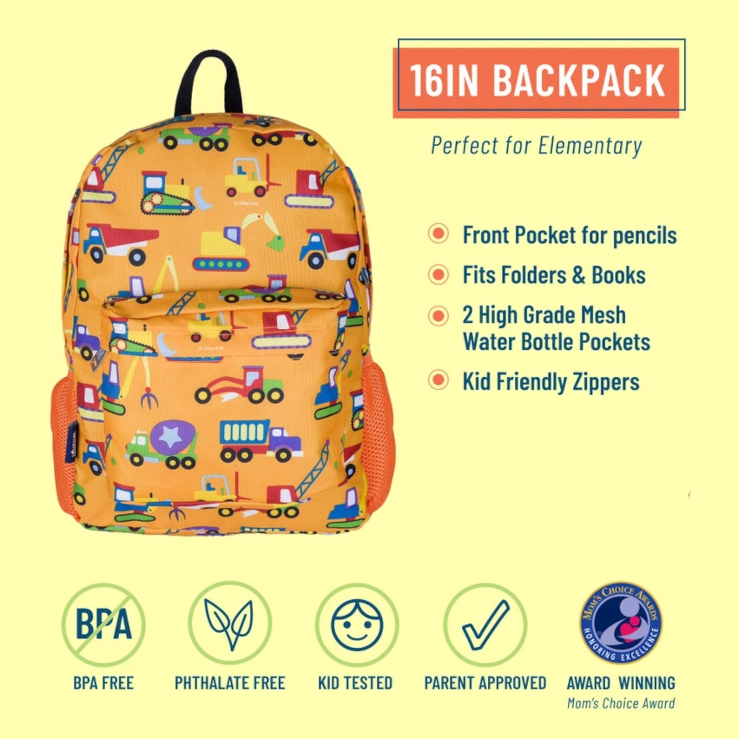 Wildkin Under Construction 16 Inch Backpack