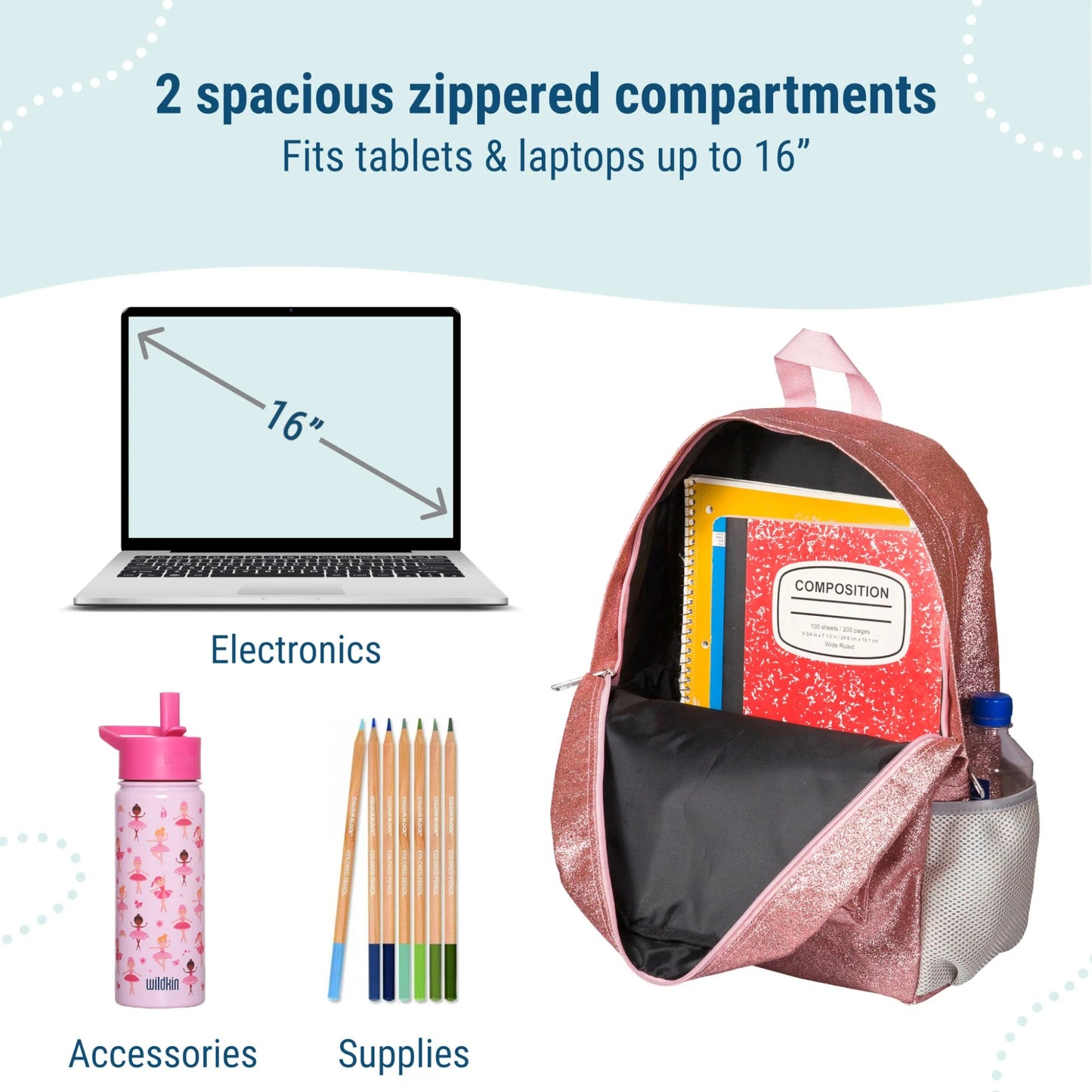 Wildkin Glitter 16 Inch Backpack