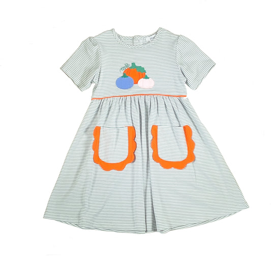 Ishtex Stripe Pumpkin Applique Dress