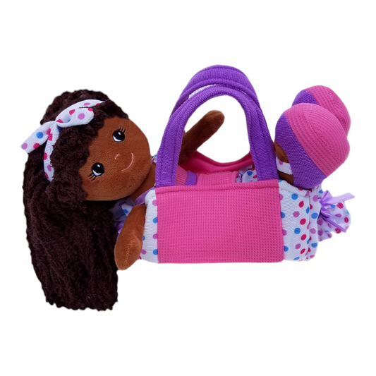 Girlz N Dollz Elana Doll in Multicolor Polka Dot Purse