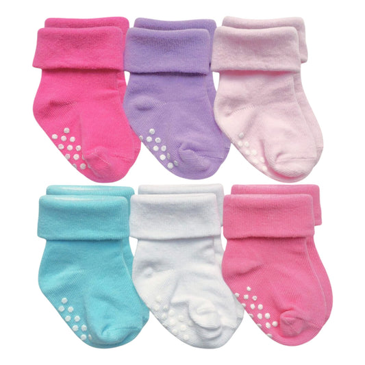 Jefferies Socks Girl Non-Skid Turn Cuff Socks