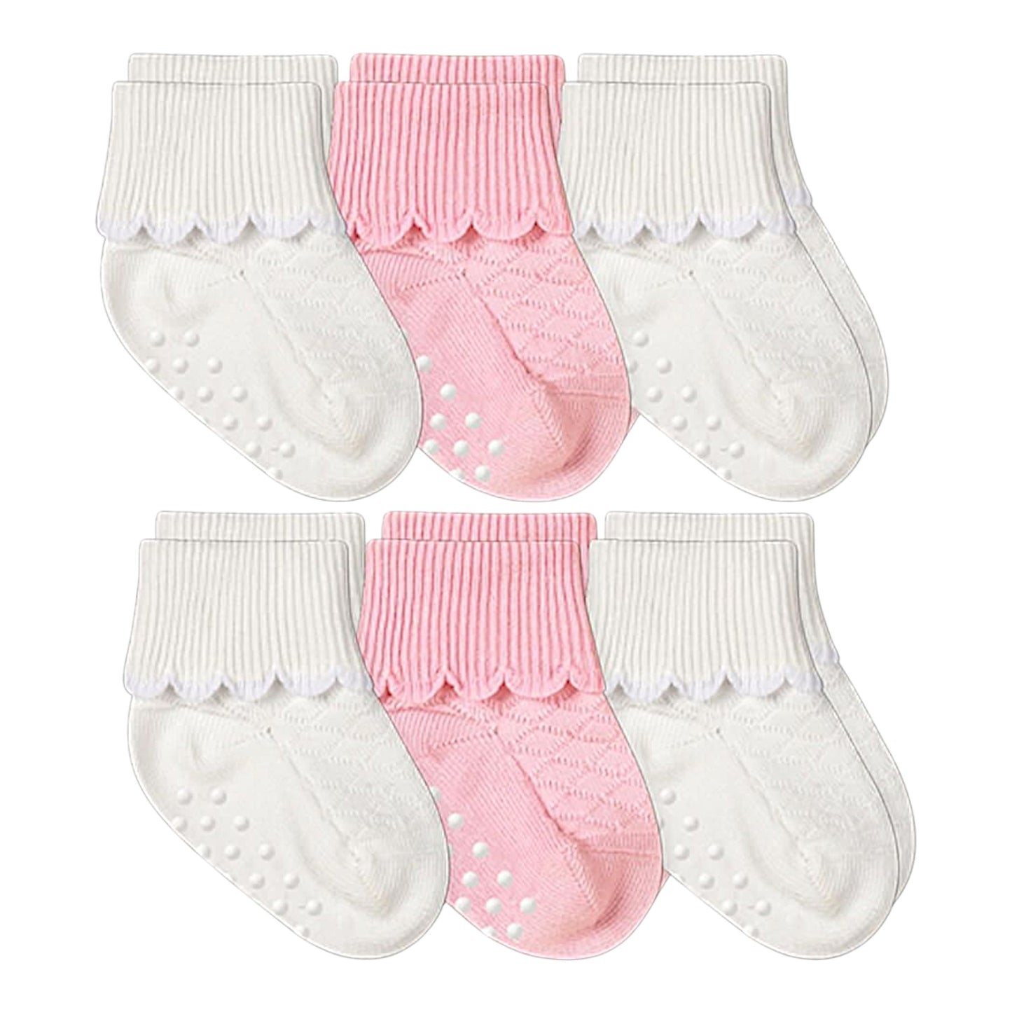 Jefferies Socks Non-Skid Scalloped Turn Cuff Socks