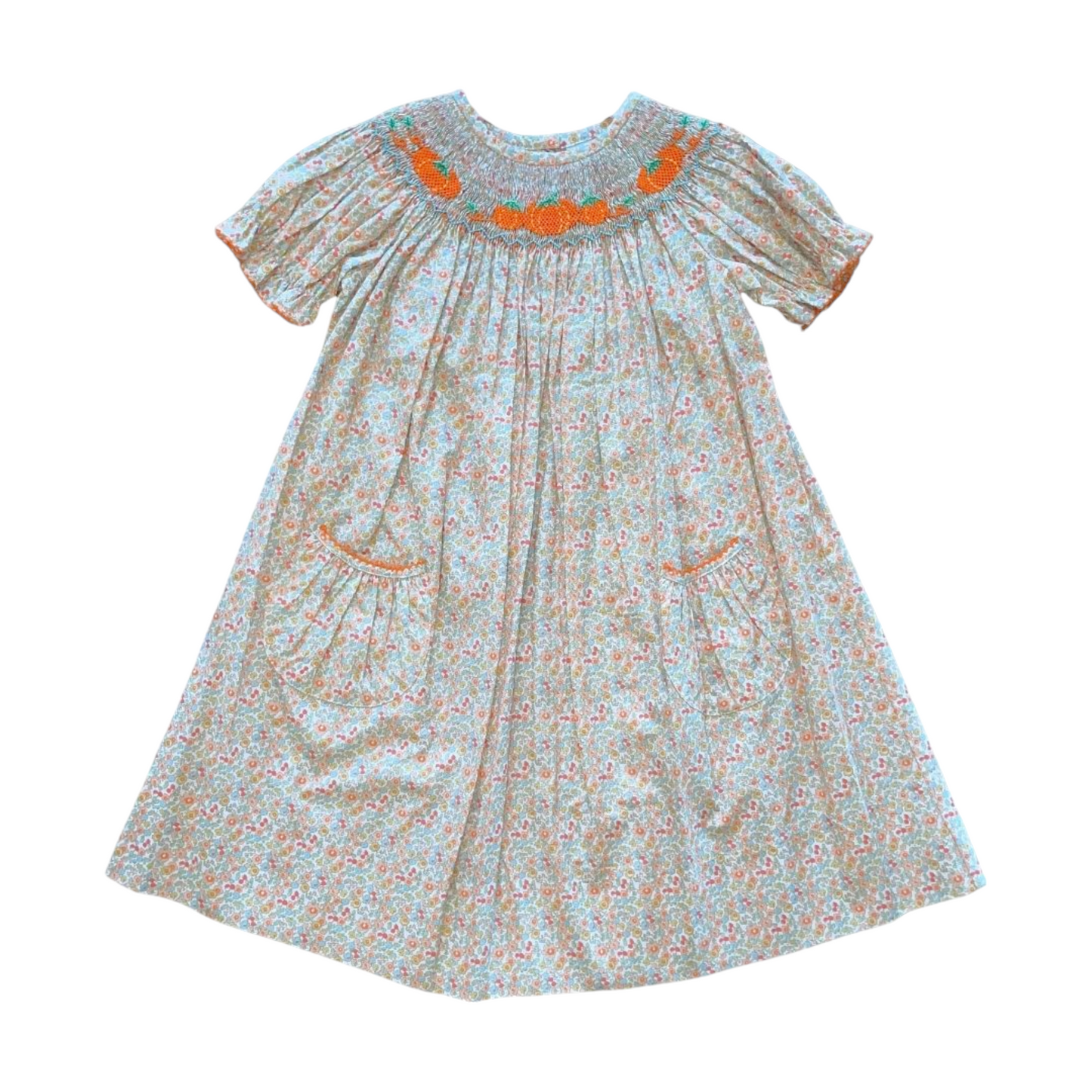 Delaney Smocked Pumpkin Bishop Dress