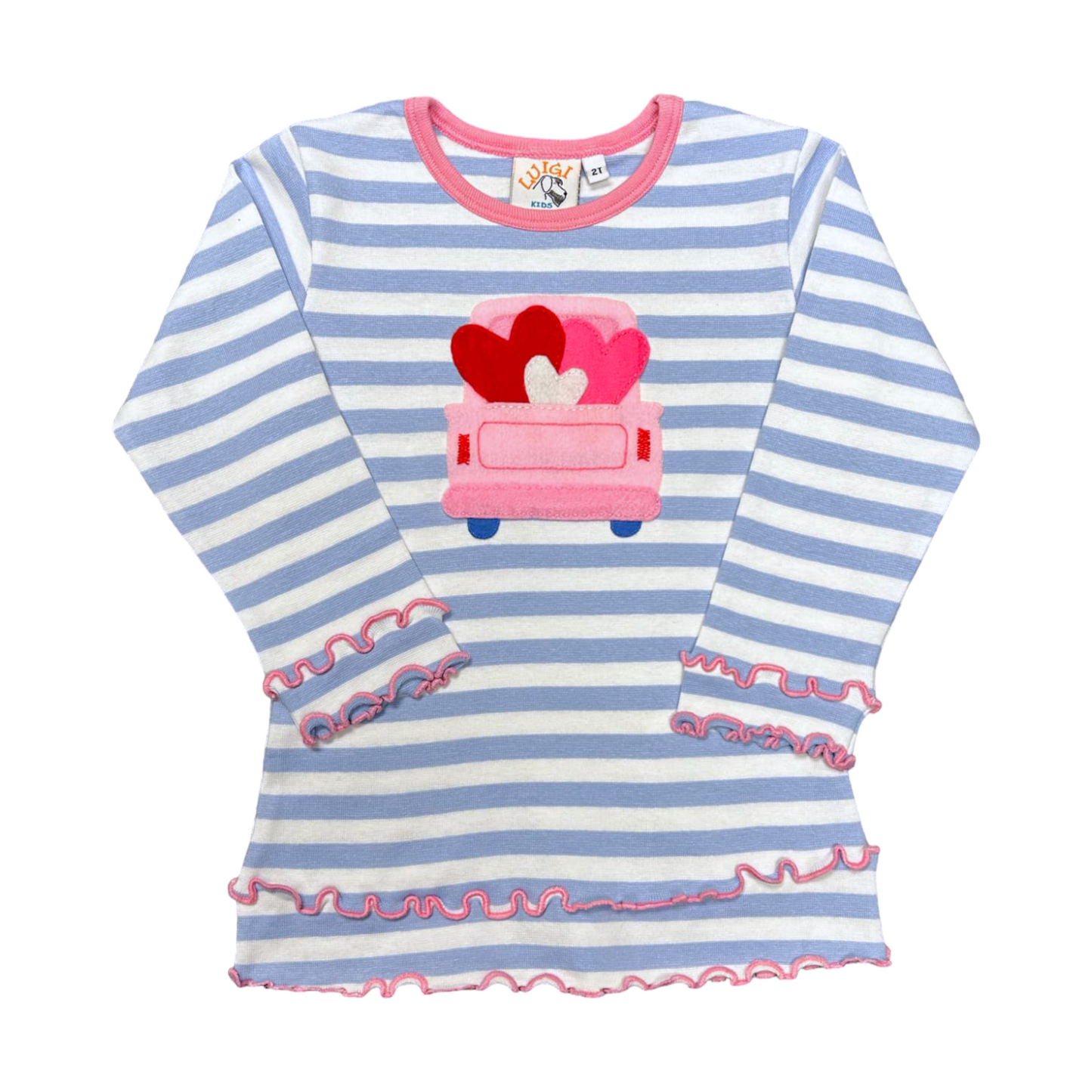 Luigi Truck With Hearts Hand Applique Tee