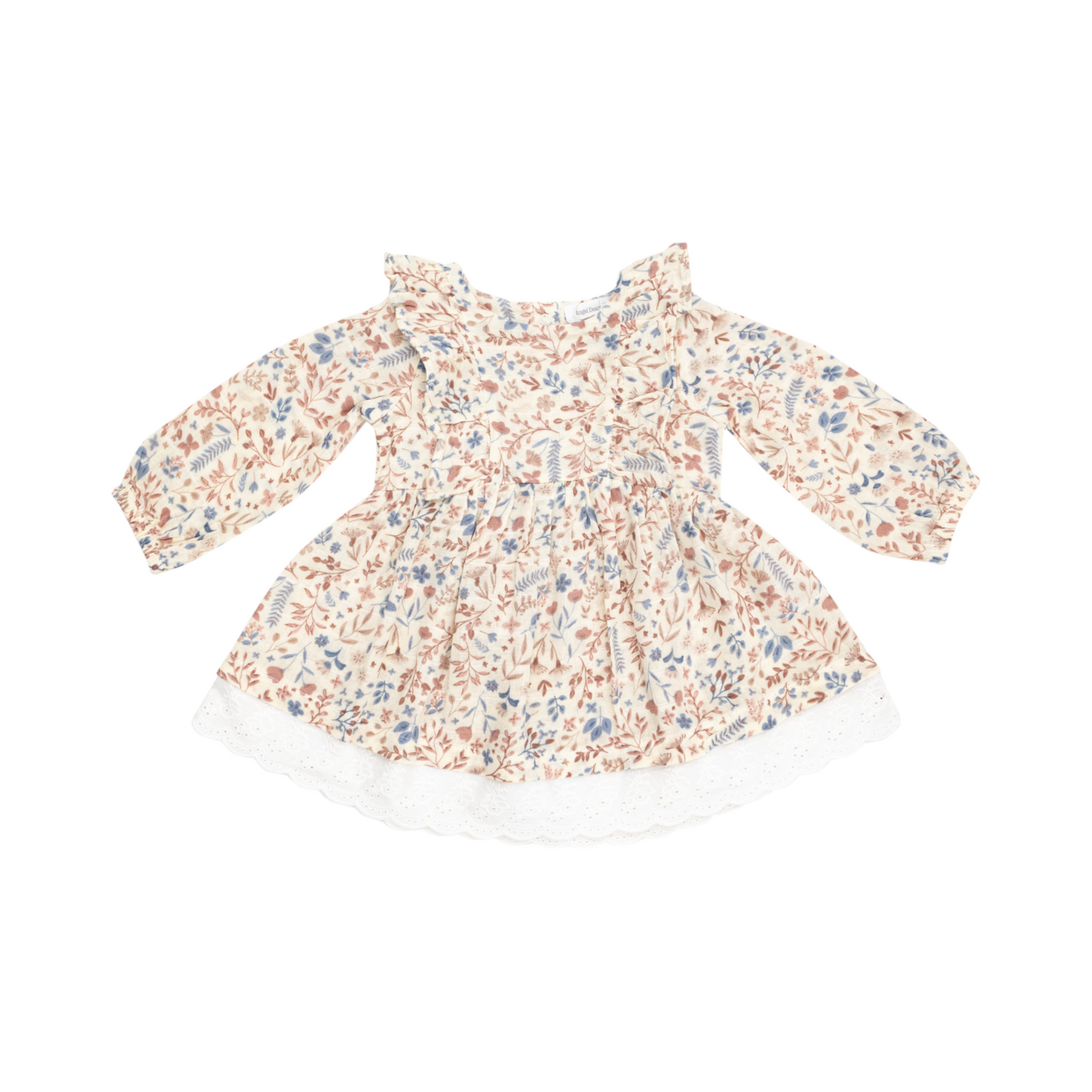 Angel Dear Western Floral Dress With Eyelet Hem Set