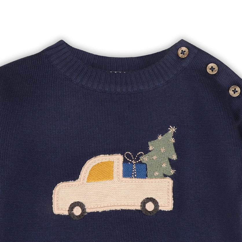 Viverano Organics Jolly Truck Applique Sweater Pant Set