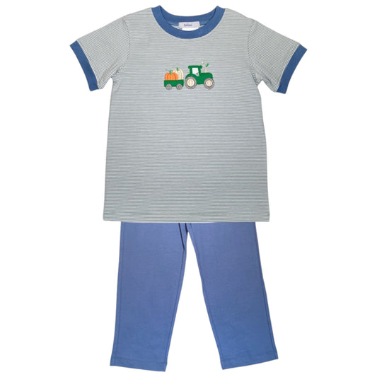 Ishtex Tractor With Pumpkin Pant Set