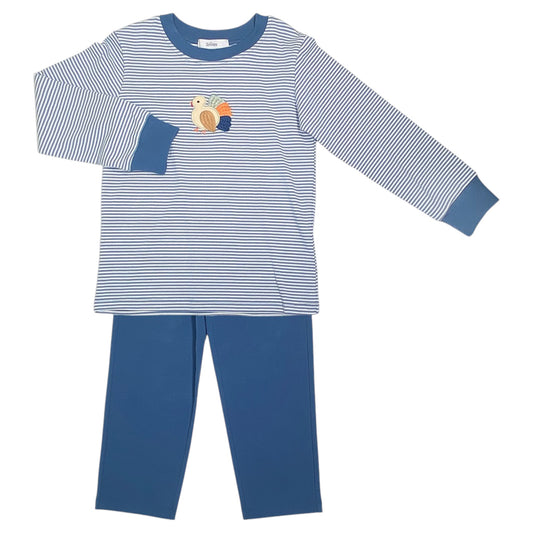 Stripe Turkey Applique Pant Set