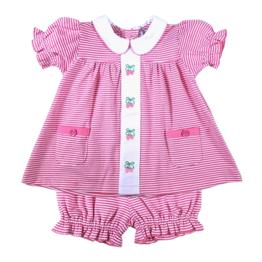 Ishtex Stripe Strawberry Bloomer Set