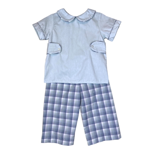 Anvy Bob Plaid Pant Set With Tab