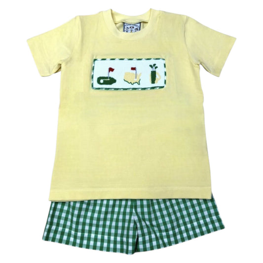 Three Sisters Golf Smocked Short Set
