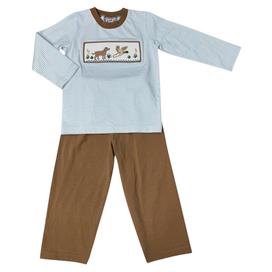 Three Sisters Smocked Stripe Duck Hunt Pant Set