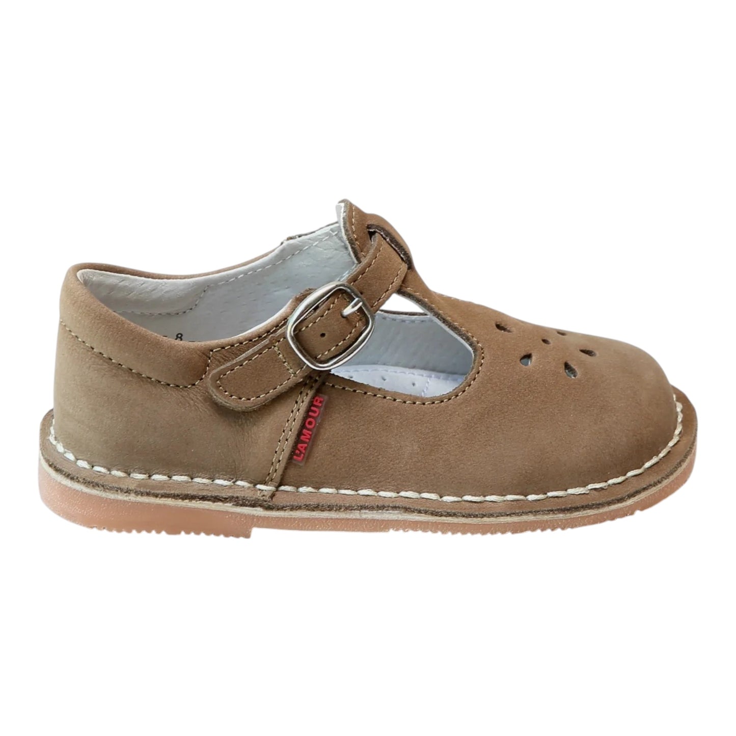 L'Amour Joy Classic Nubuck Leather T-Strap Mary Jane