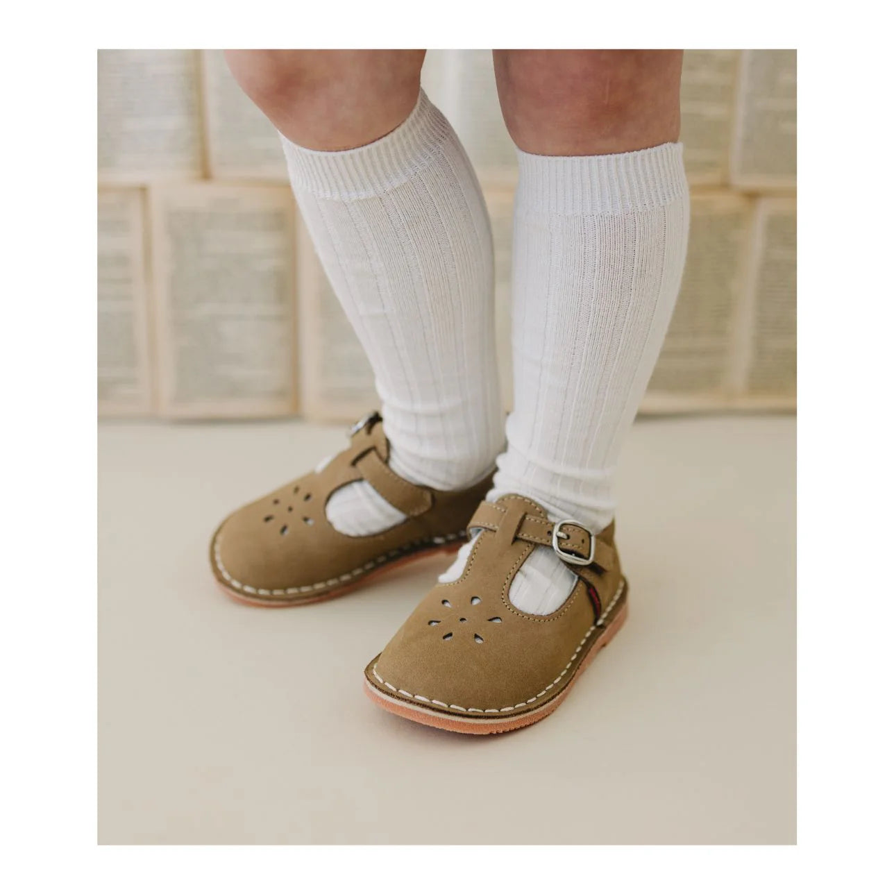 L'Amour Joy Classic Nubuck Leather T-Strap Mary Jane