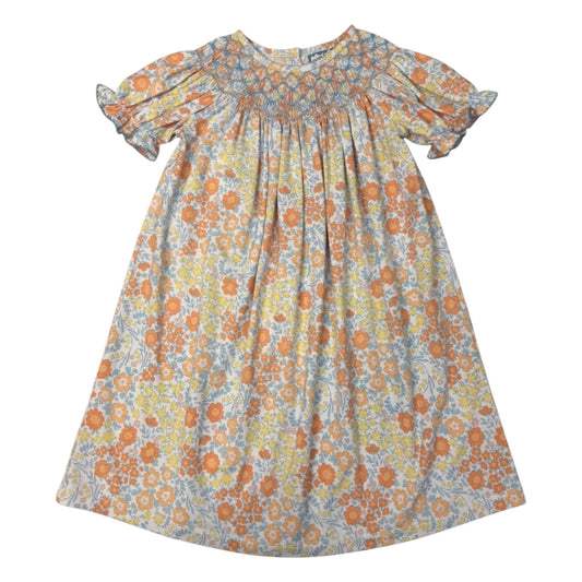 Three Sisters Smocked Geo Autumn Breeze Bishop Dress