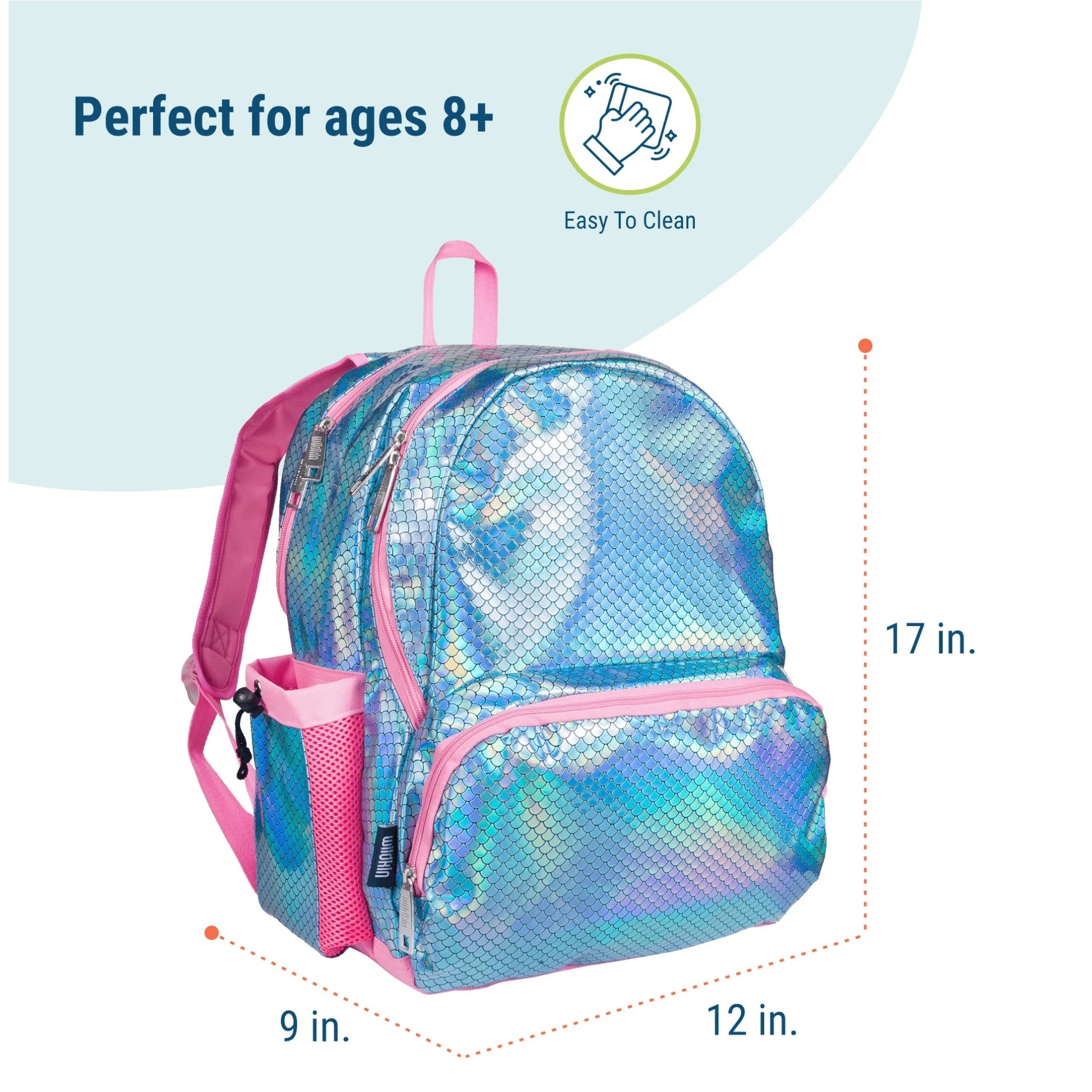 Wildkin 17-inch Kids School and Travel Backpack (Mermaid Scales)