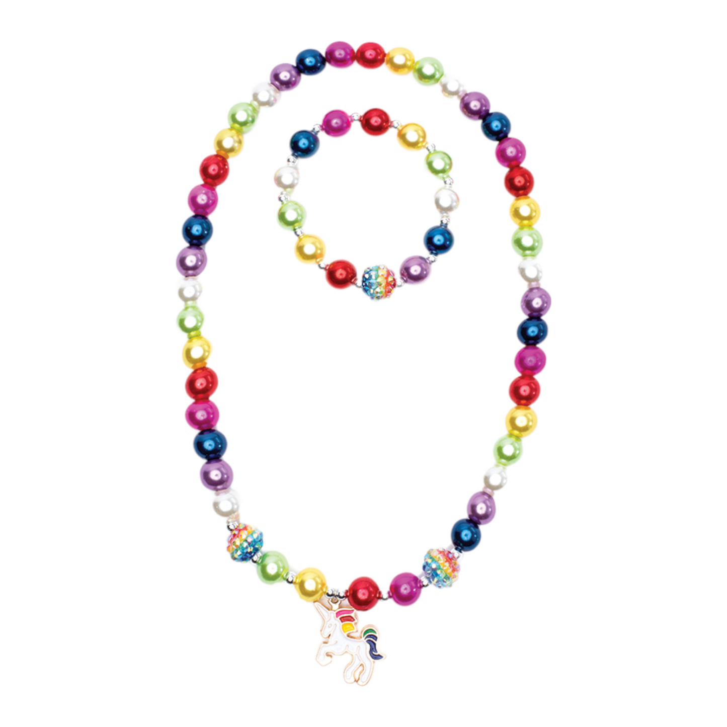 Great Pretenders Gumball Rainbow Necklace & Bracelet Set