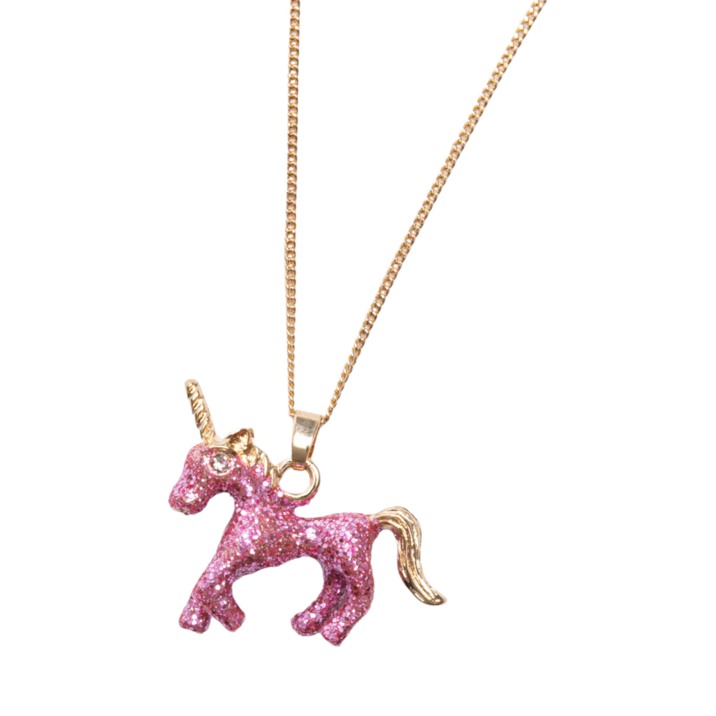 Great Pretenders Glitter Pink Unicorn Necklace and Ring Set