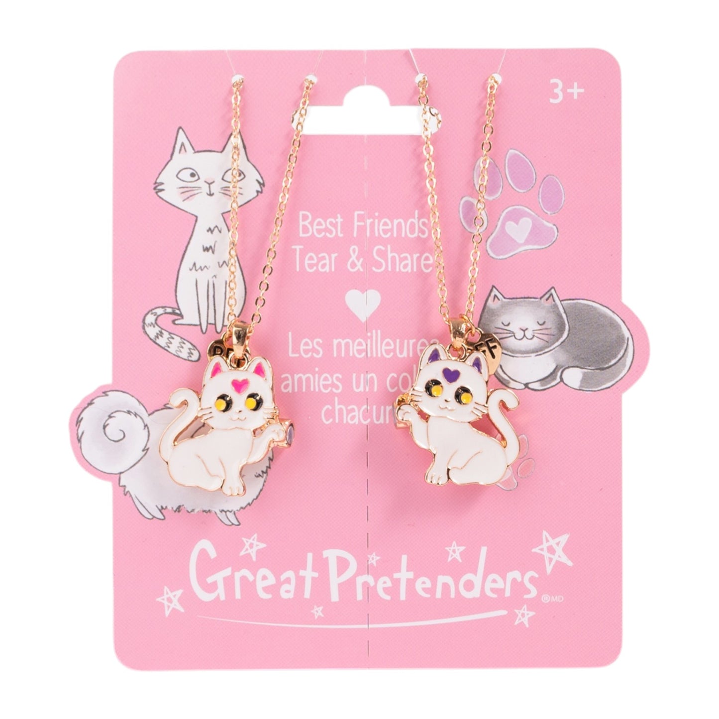 Great Pretenders Smitten Kitten Tear & Share 2 Piece Necklaces Set