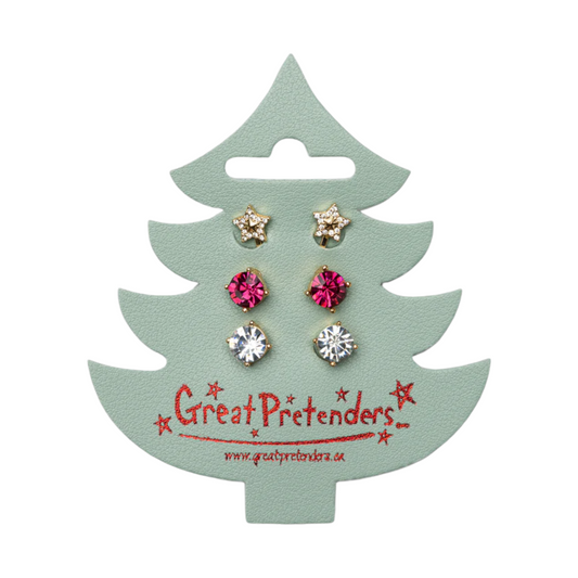 Great Pretenders Holiday Pleather Tree Clip on Earrings