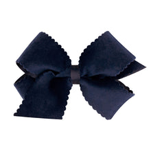 Load image into Gallery viewer, Wee Ones Medium Grosgrain Hair Bow with Scalloped Edge Faux Velvet Overlay