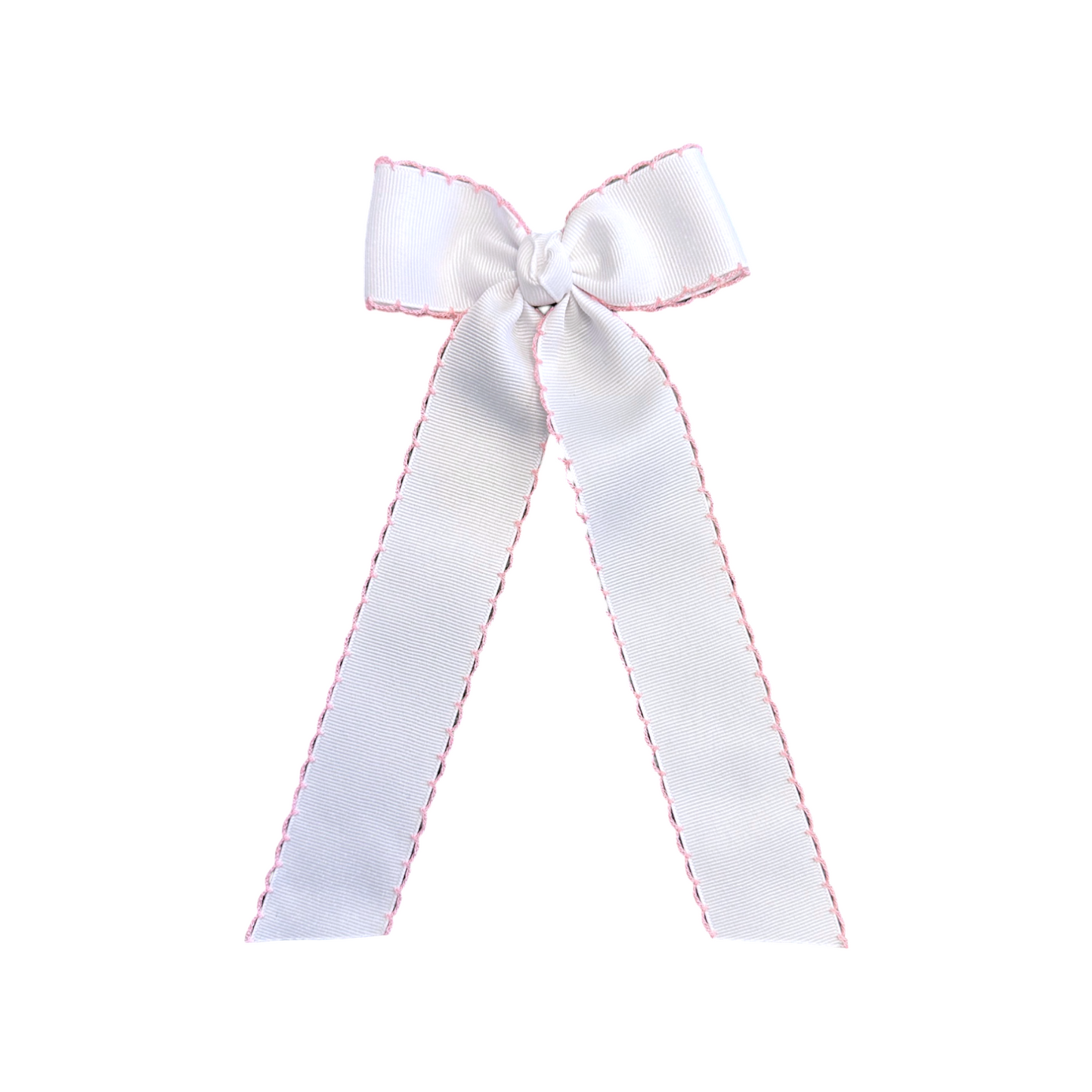 Wee Ones Medium Grosgrain Moonstitch Hair Bowtie with Knot Wrap and Streamer Tails