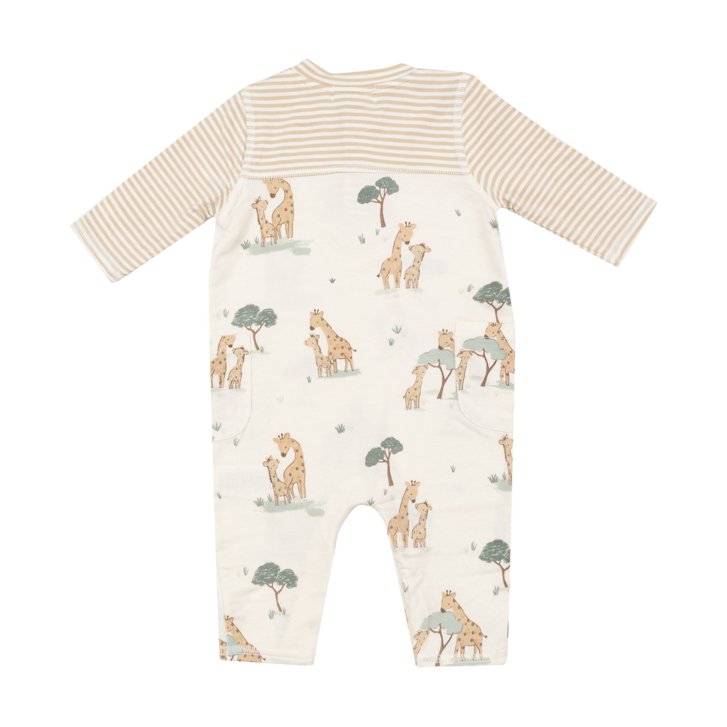 Angel Dear Giraffe Romper With Contrast Sleeve