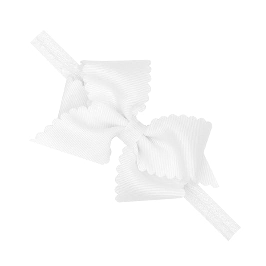 Wee Ones Extra Small Scalloped Edge Grosgrain Bow on Elastic Band