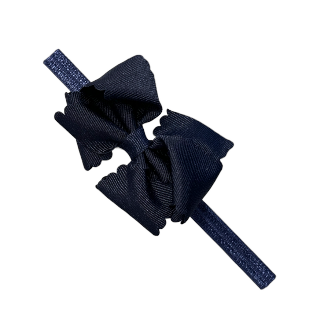 Wee Ones Extra Small Scalloped Edge Grosgrain Bow on Elastic Band