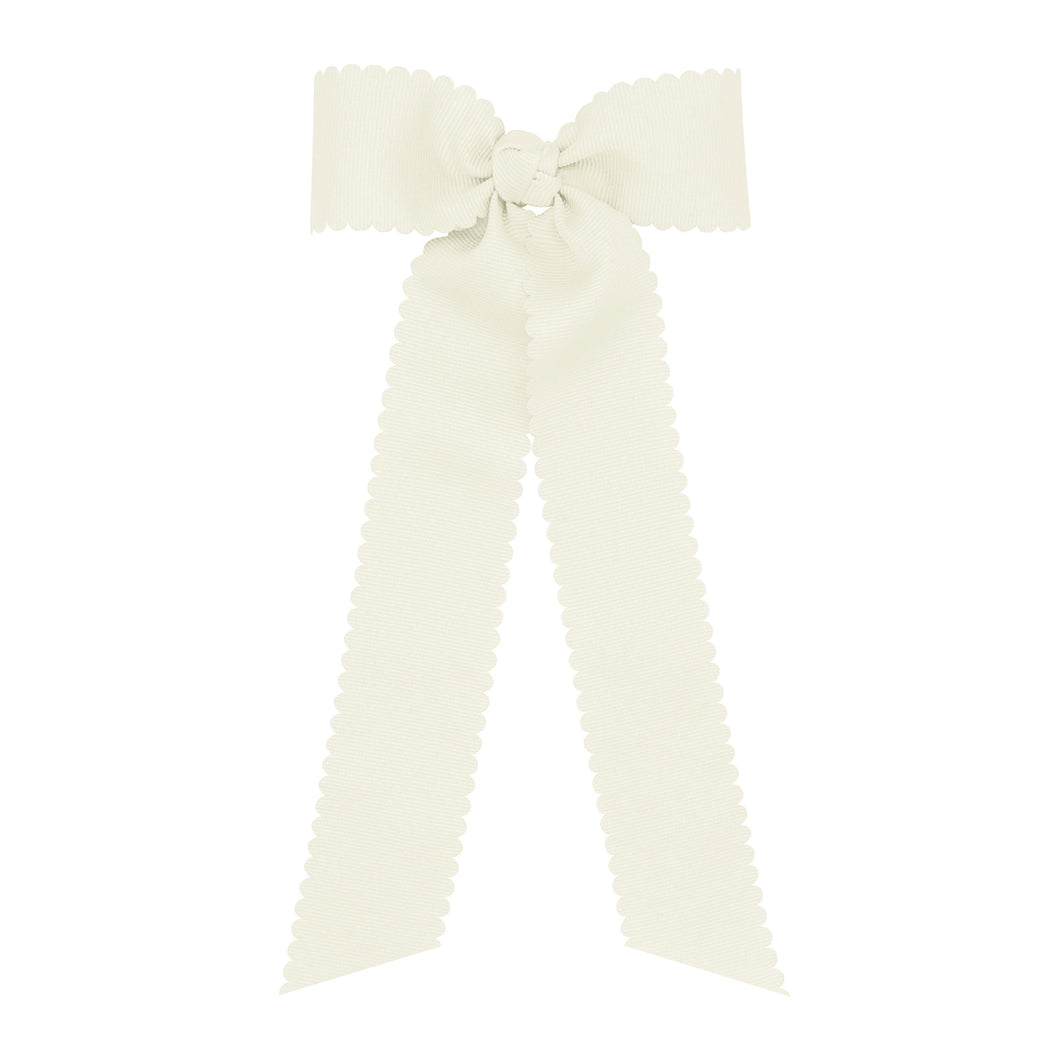 Wee Ones Medium Grosgrain Bowtie with Scalloped Edges and Streamer Tails