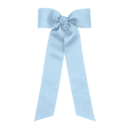 Wee Ones Medium Grosgrain Bowtie with Scalloped Edges and Streamer Tails