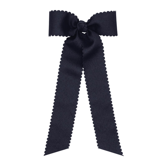 Wee Ones Medium Grosgrain Bowtie with Scalloped Edges and Streamer Tails