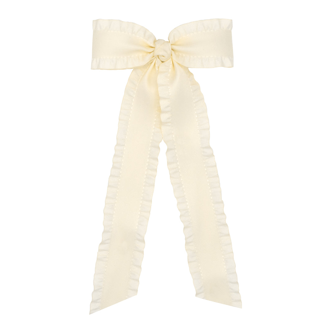 Wee Ones Ruffle-Edge Taffeta Bowtie With Knot Wrap And Streamer Tails