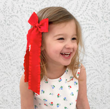Load image into Gallery viewer, Wee Ones Ruffle-Edge Taffeta Bowtie With Knot Wrap And Streamer Tails