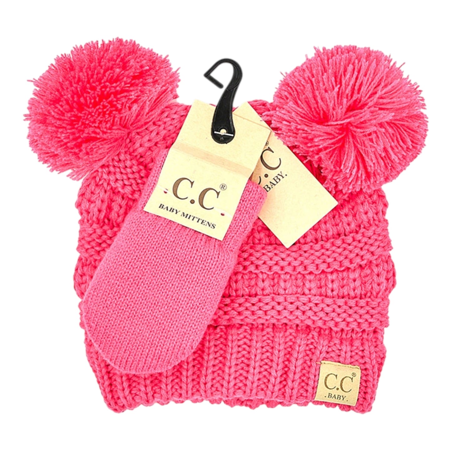 Truly Contagious CC Baby Pom Pom Beanie and Mittens Set