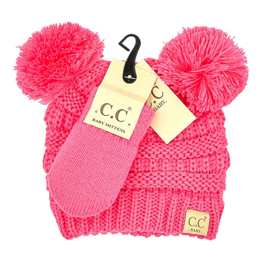 Truly Contagious CC Baby Pom Pom Beanie and Mittens Set
