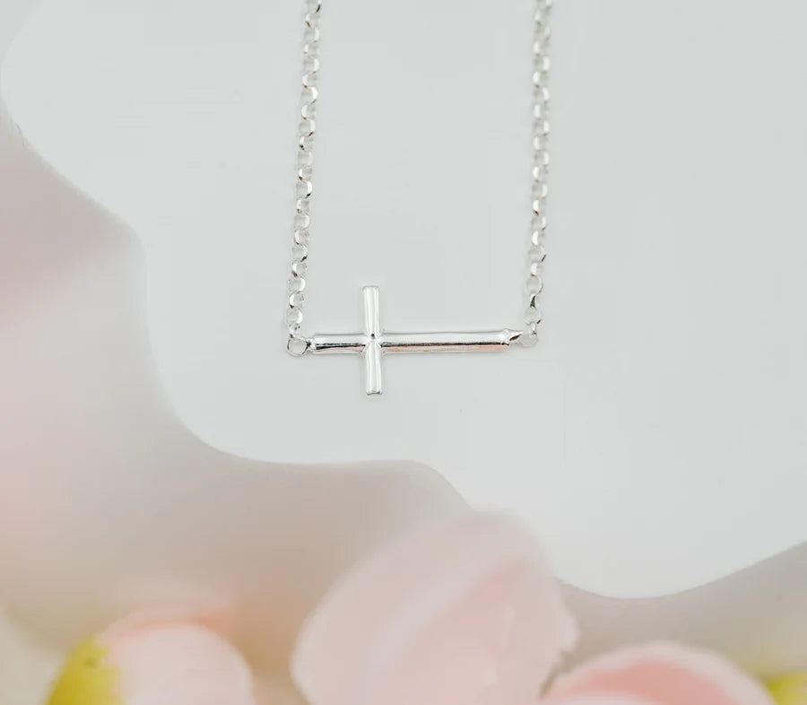 Cherished Moments Sterling Silver Horizontal Cross Necklace