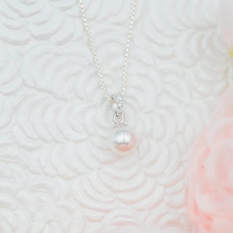 Cherished Moments Sterling Silver White Pearl 14" Necklace