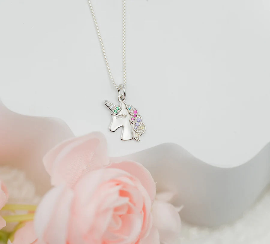 Cherished Moments Sterling Silver Rainbow Unicorn Necklace