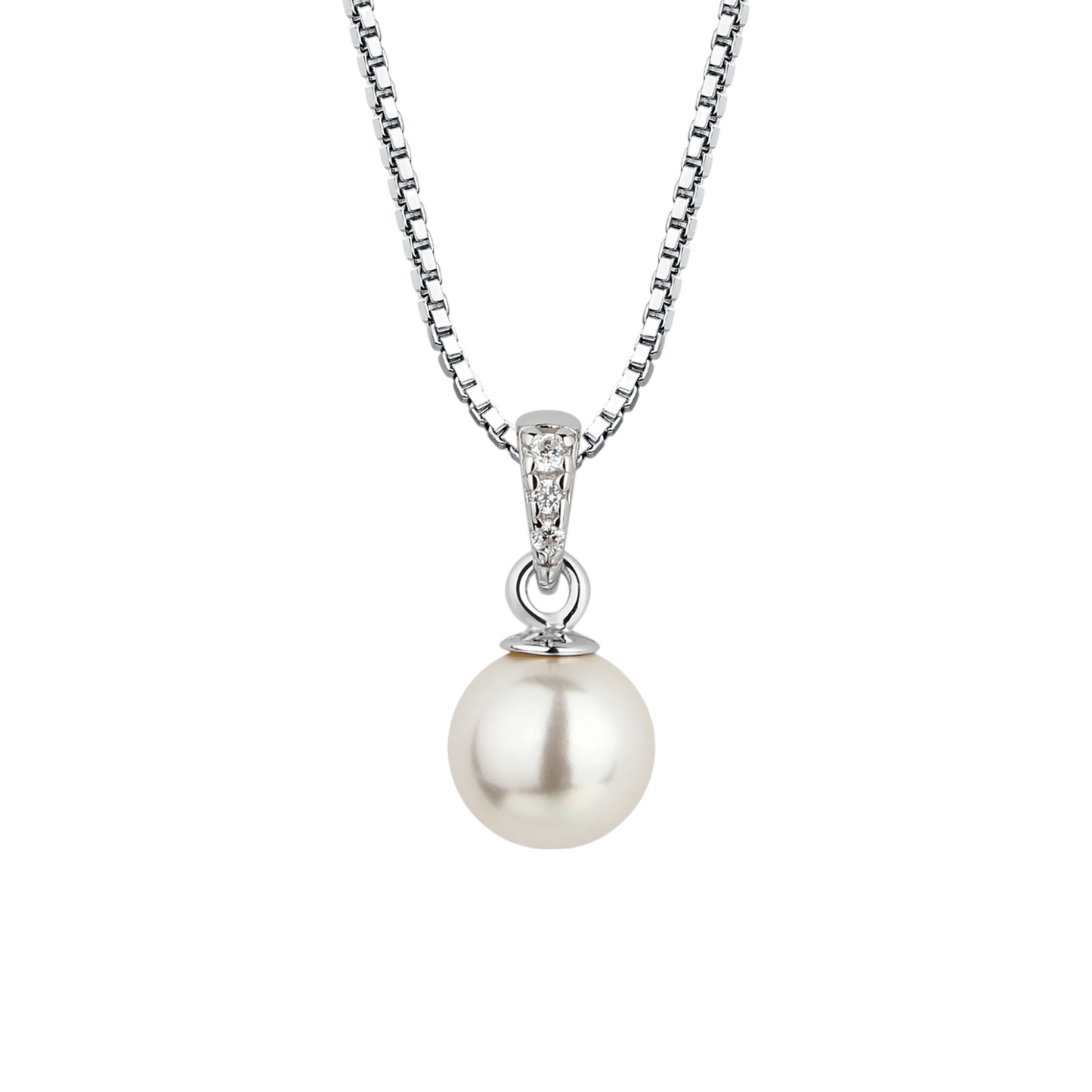 Cherished Moments Sterling Silver White Pearl 14" Necklace