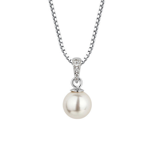 Cherished Moments Sterling Silver White Pearl 14" Necklace