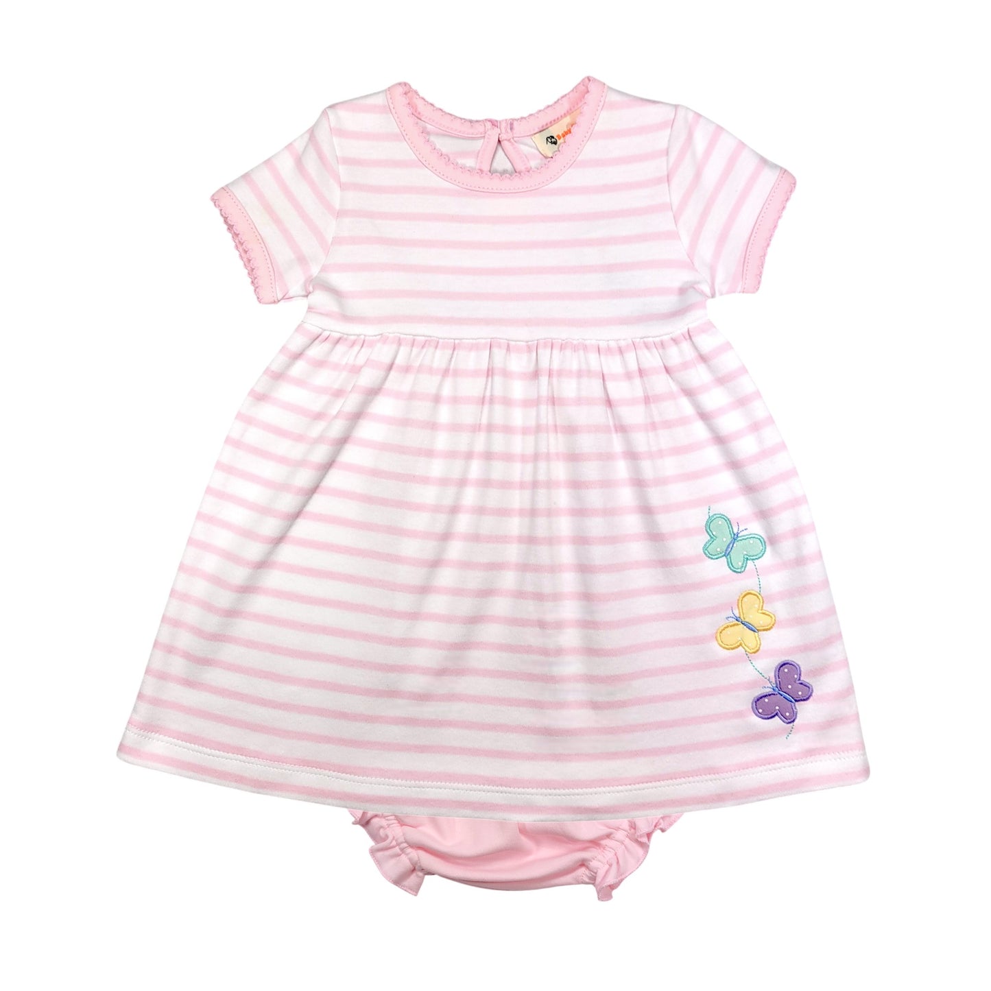 Luigi Trio Of Butterflies Striped Dress Set