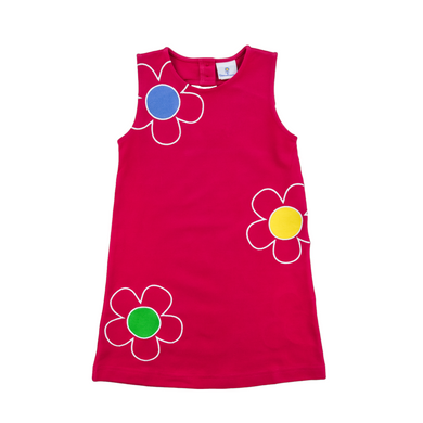Florence Eiseman Bright Spots Knit Pique Dress W/ Flowers